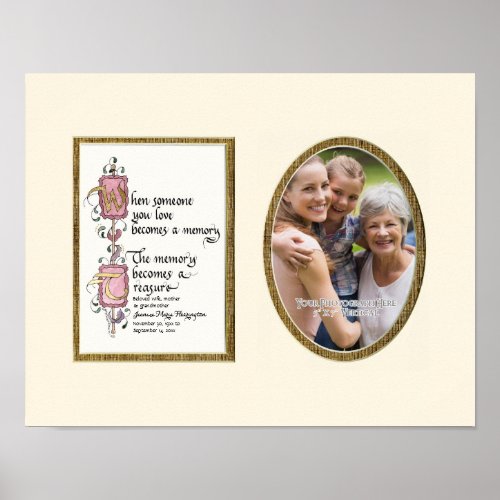 Treasured Memory Photograph Sympathy Personalized Poster