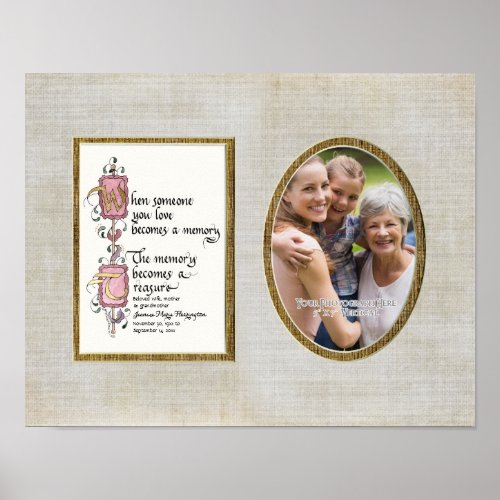 Treasured Memory Photograph Sympathy Personalized Poster