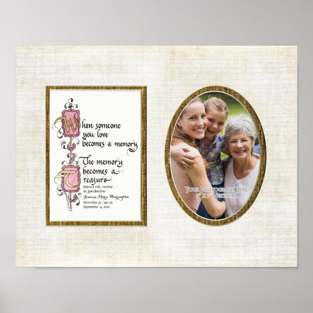 Treasured Memory Photograph Sympathy Personalized Poster (Front)