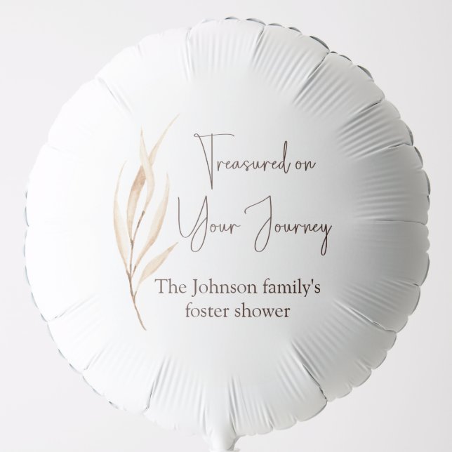 "Treasured on Your Journey" Foster Care Shower  Balloon (Front)