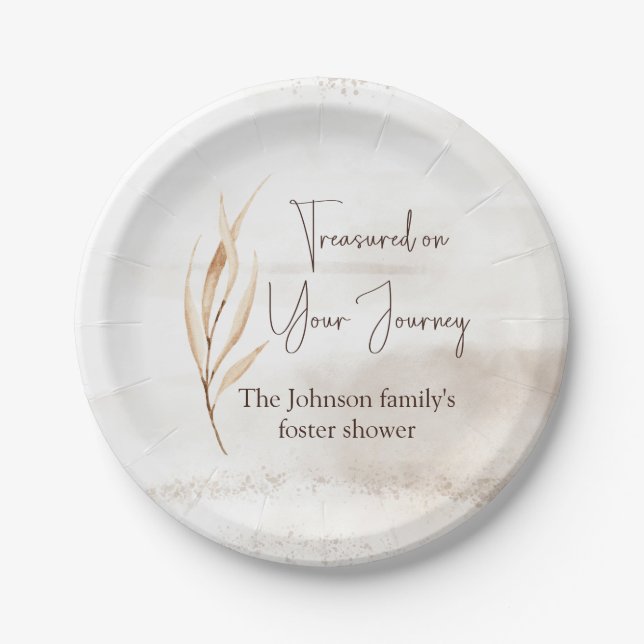 "Treasured on Your Journey" Foster Care Shower  Paper Plates (Front)