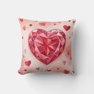 Treasured Ruby Heart Crystal Design Accent Pillow