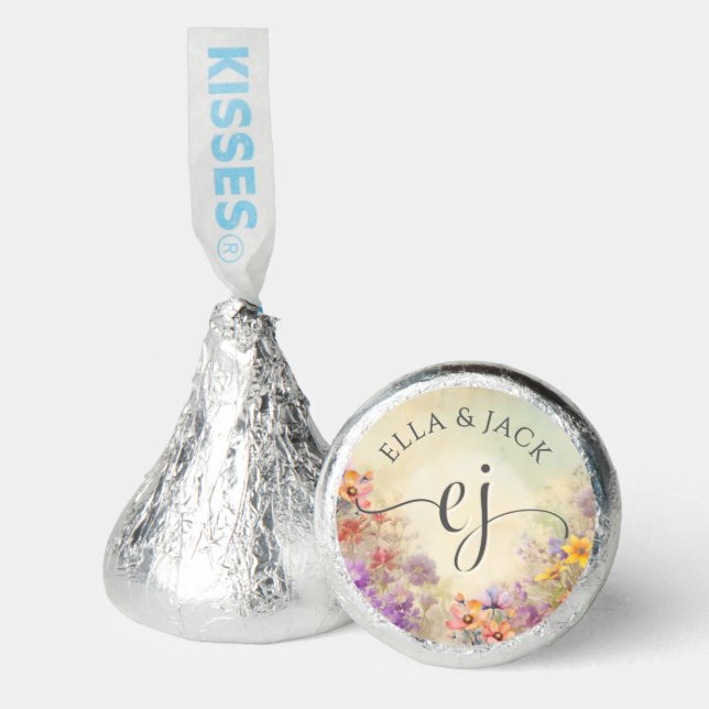 Treasured Vows - Custom Monogram Floral Wedding Hershey®'s Kisses® (Front)