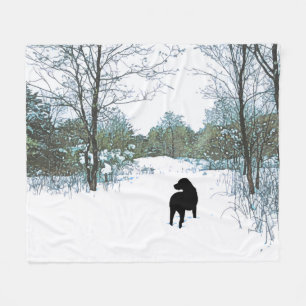 Treasures - Black Dog Art - Black Lab Fleece Blanket