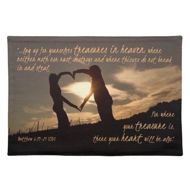 Treasures in Heaven Matthew 6:19-21 Bible Verse Placemat (Front)