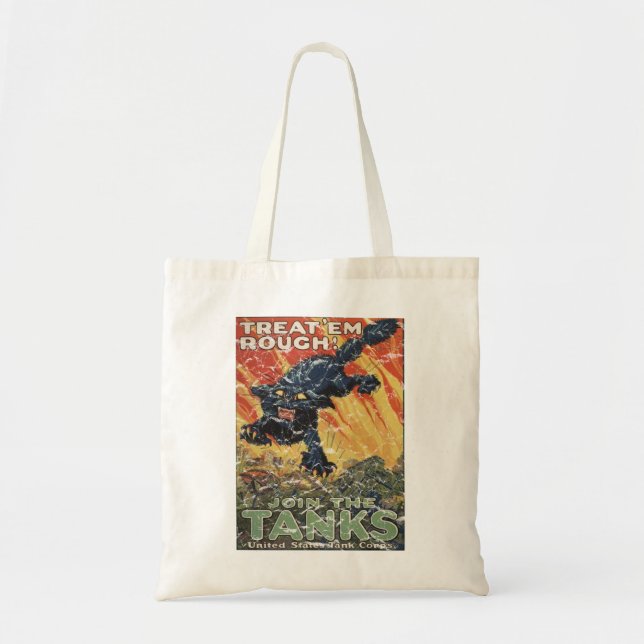 Treat 'Em Rough-1918 - distressed Tote Bag (Front)