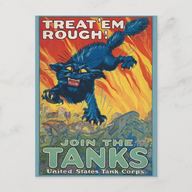 Treat 'Em Rough - Join The Tanks  Postcard (Front)