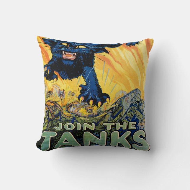 Treat 'em Rough - Join the Tanks Throw Pillow (Front)