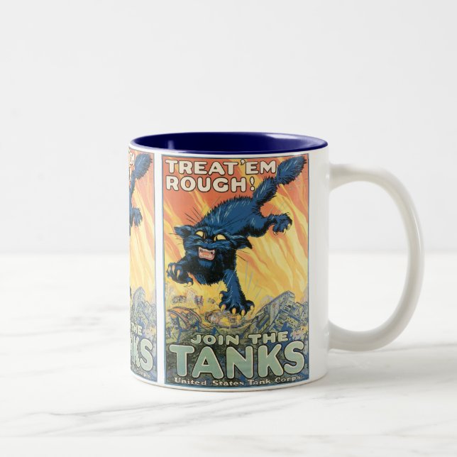 Treat 'Em Rough - Join the Tanks! Two-Tone Coffee Mug (Right)