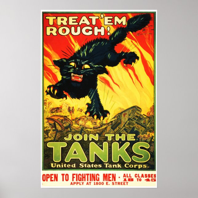 Treat 'Em Rough! Join The Tanks US World War 1 Poster (Front)