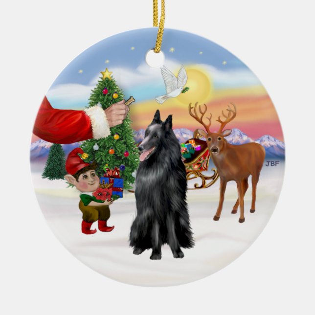 Treat for a Belgian Shepherd Ceramic Ornament (Front)