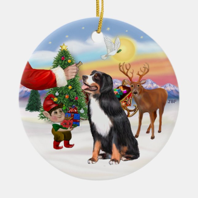 Treat for a Bernese Mountain Dog Ceramic Ornament (Front)