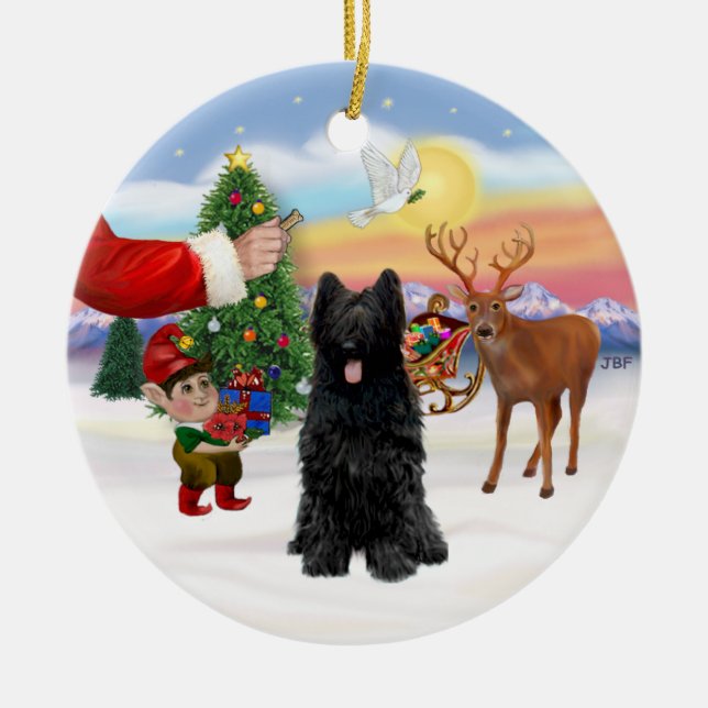 Treat for a Black Briard Ceramic Ornament (Front)