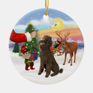 Treat for a Chocolate Standard Poodle Ceramic Ornament
