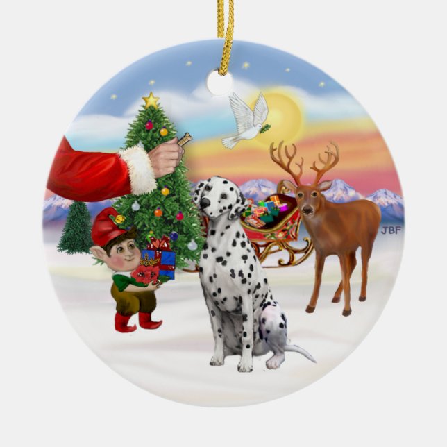 Treat for a Dalmatian Ceramic Ornament (Front)