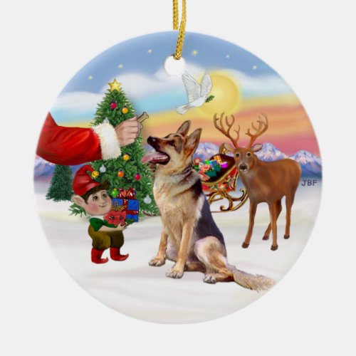 Treat for a German Shepherd Ceramic Ornament