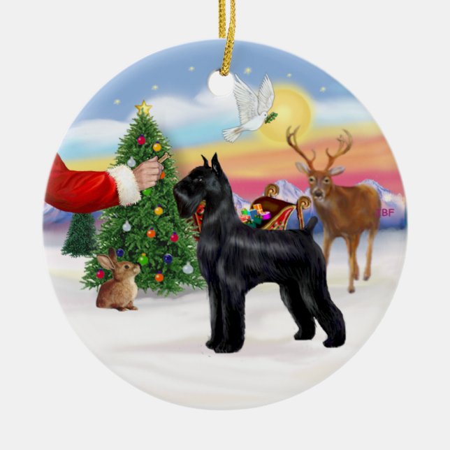 Treat for a Giant Black Schnauzer Ceramic Ornament (Front)
