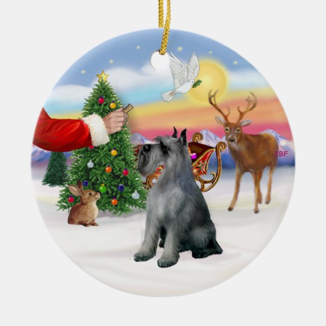 Treat for a Giant Schnauzer (S/P) Ceramic Ornament (Front)
