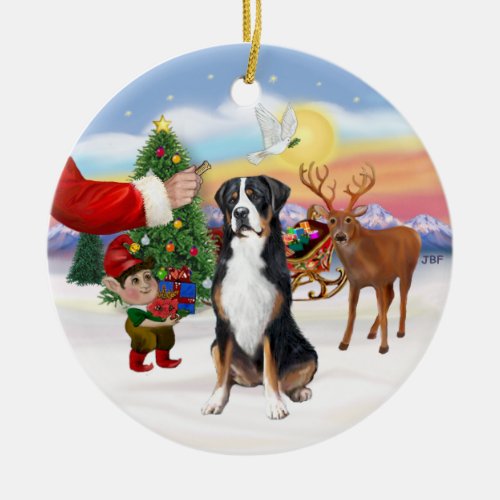 Treat for a Greater Swiss Mountain dog Ceramic Ornament