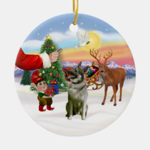 Treat for a Norwegian Elkhound Ceramic Ornament