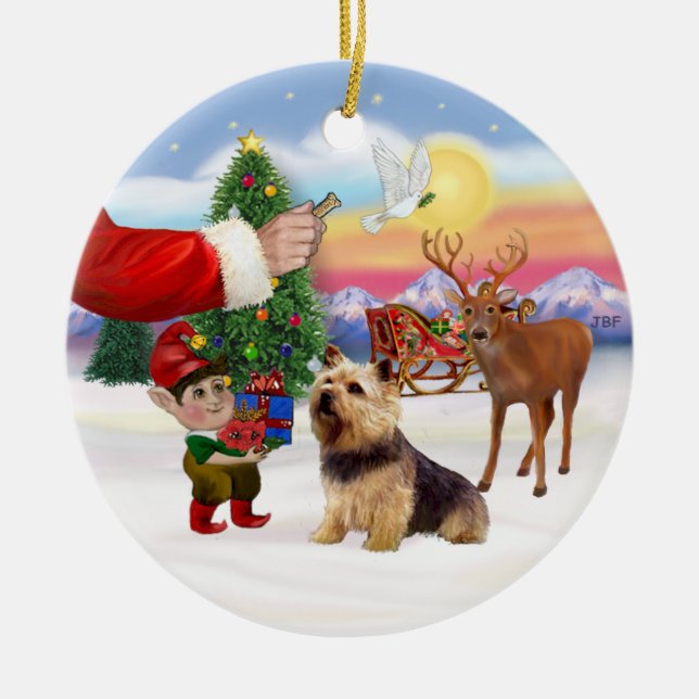 Treat for a Norwich Terrier Ceramic Ornament (Front)