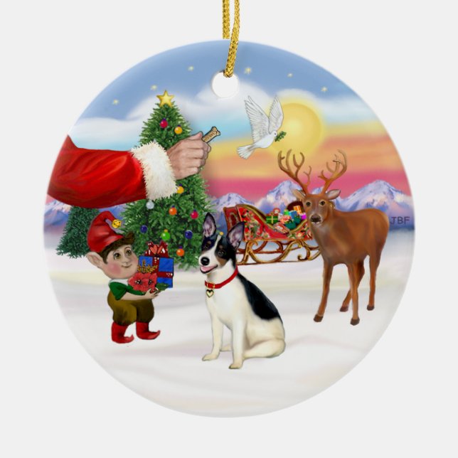 Treat for a Rat Terrier Ceramic Ornament (Front)