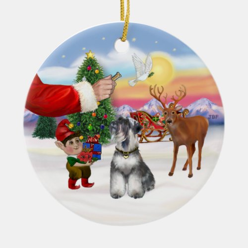 Treat for a Schnauzer natural ears Ceramic Ornament