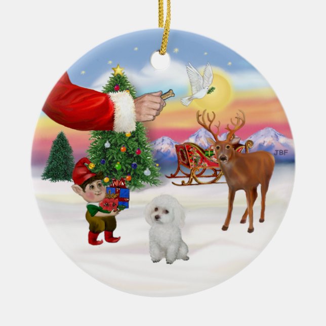 Treat for a White Poodle (Toy) Ceramic Ornament (Front)