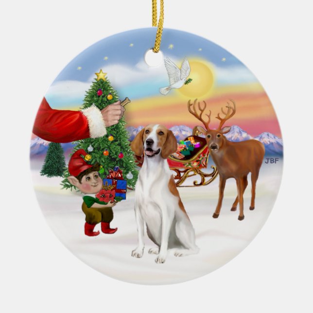 Treat for an American Fox Hound Ceramic Ornament (Front)