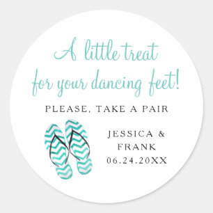 Treat For Dancing Feet Beach Wedding Flip Flops Classic Round Sticker