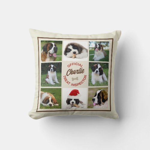 Treat Inspector 8 Photo Collage Dog Throw Pillow