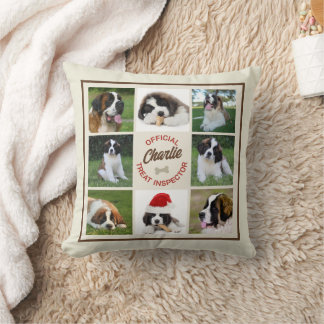 Treat Inspector 8 Photo Collage Dog Throw Pillow