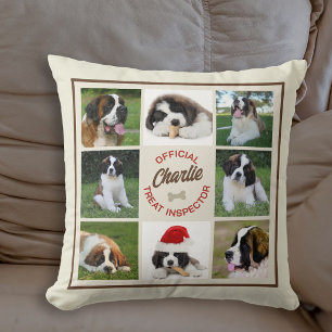 Treat Inspector 8 Photo Collage Dog Throw Pillow