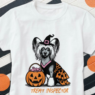 Treat Inspector Chinese Crested Dog Halloween  T-Shirt