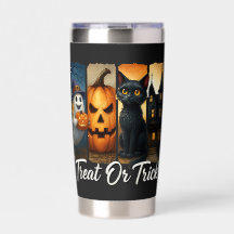 "Treat or Trick" Halloween Brush Stroke Cat