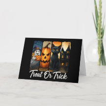 "Treat or Trick" Halloween Brush Stroke Greeting