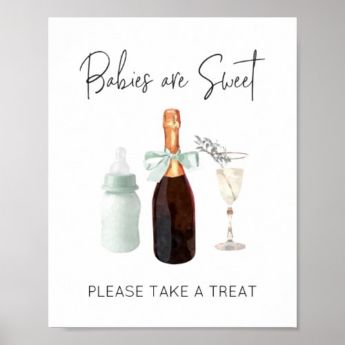 Treat Sign for Baby Shower Green Sip  See