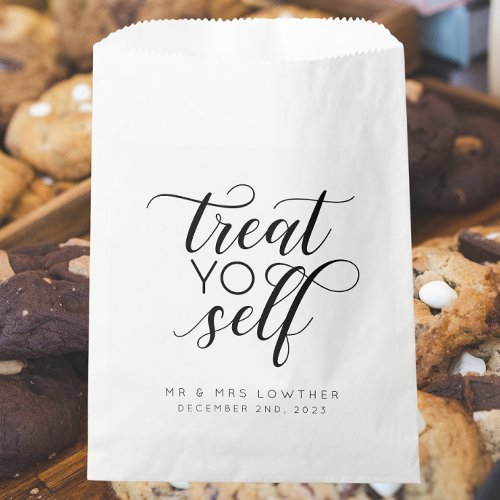 Treat Yo Self Calligraphy Style Wedding Favor Bags