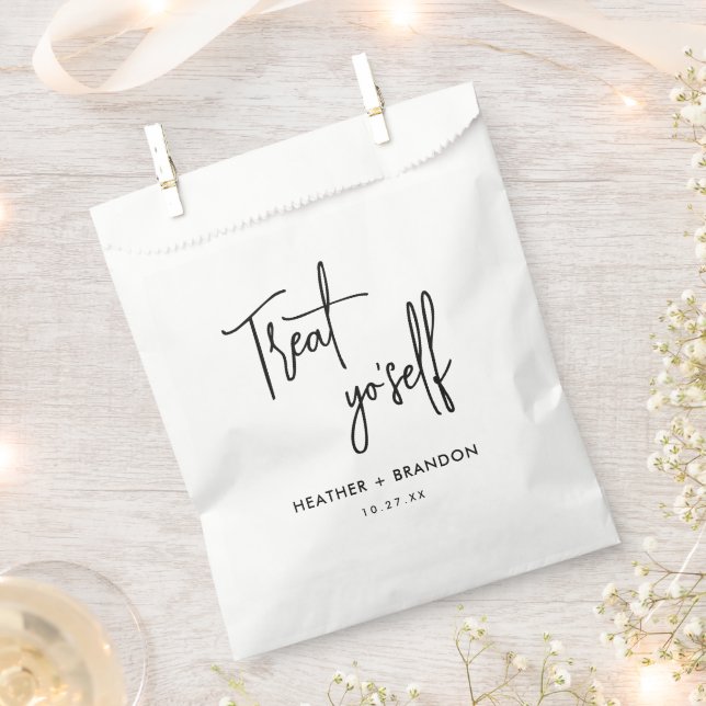 Treat Yo Self Wedding Candy  Favor Bag (Clipped)