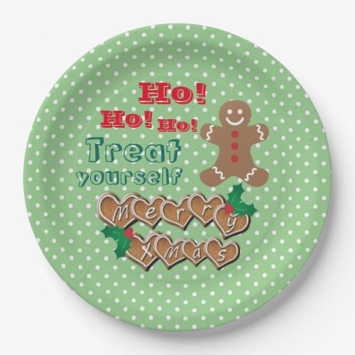 Treat Yourself Christmas Gingerbread and Dots Paper Plates