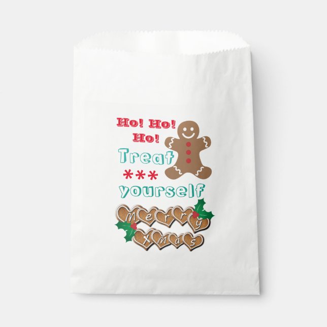 "Treat Yourself" Gingerbread Man  Favor Bag (Front)