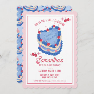 Treat Yourself Vintage Cake Birthday Invitation