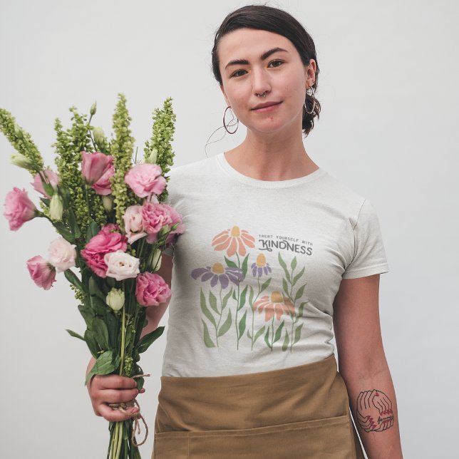 Treat Yourself With Kindness Boho Floral T-Shirt (Creator Uploaded)
