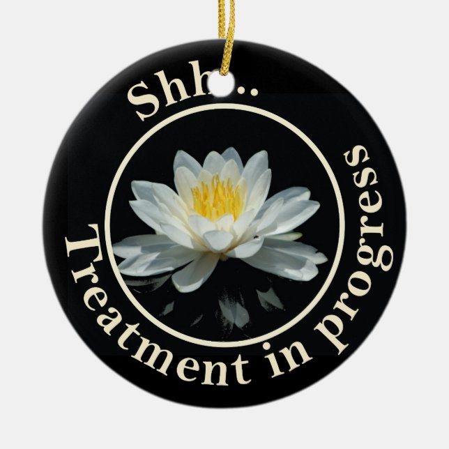 Treatment Room Lotus Flower Do Not Disturb Ceramic Ornament (Front)