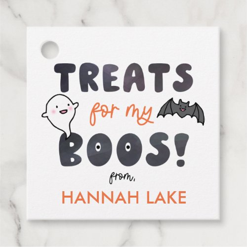 Treats for My Boos Kids Halloween Favor Tags