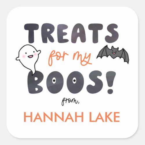 Treats for My Boos Kids Halloween Square Sticker