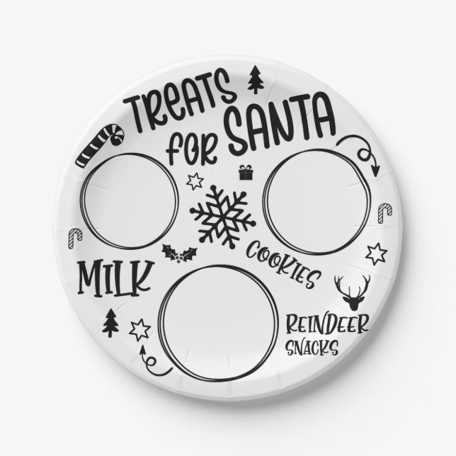 Treats for Santa Christmas Paper Plates (Front)