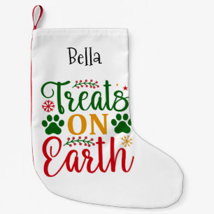 Treats on Earth Dog with Paw Prints Dog Theme Small Christmas Stocking