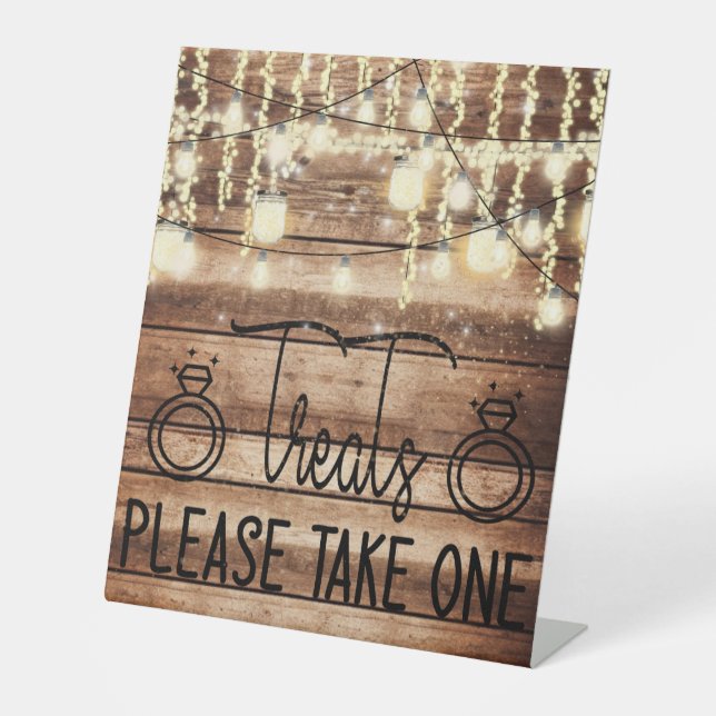 Treats Please Take One Rustic Wedding Pedestal Sign (Front)