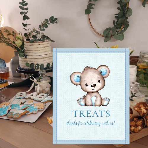 Treats Table Cute Brown Bear Baby Shower Poster